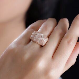 Natural Champagne Diamond Accent Ring in 18K RG Plated over Brass